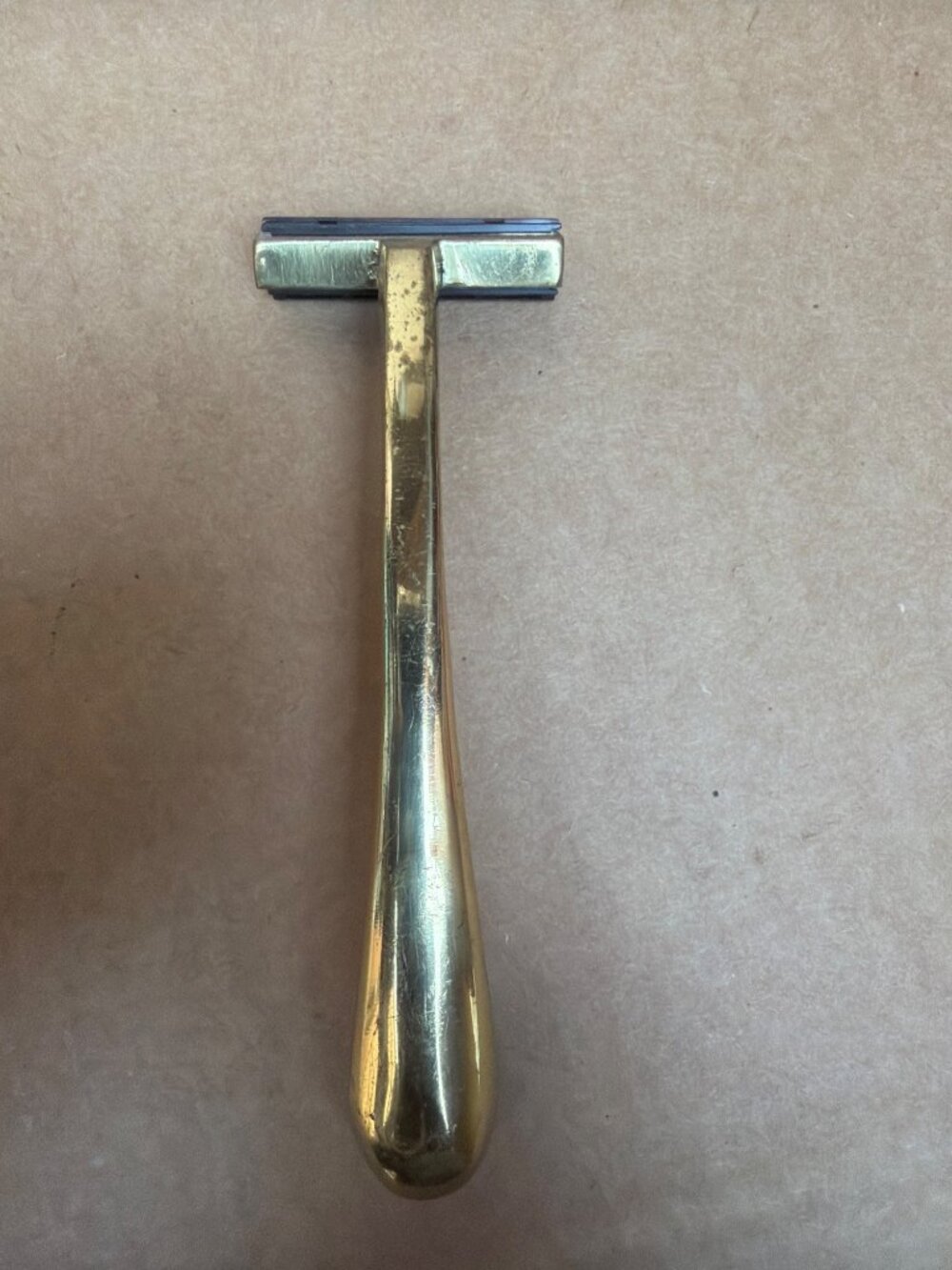 Vintage Brass Shaving Set - 7" Stand Brush Holder Razor Gentleman Vanity - Picture 7 of 13